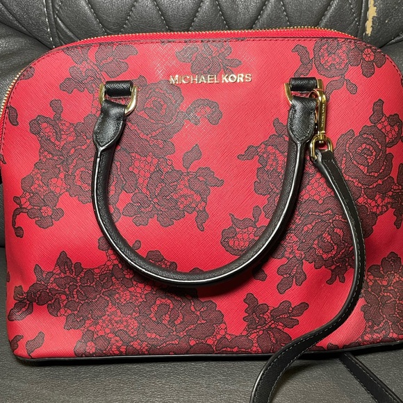 Michael Kors Red Floral Lace Handbag - Picture 2 of 3